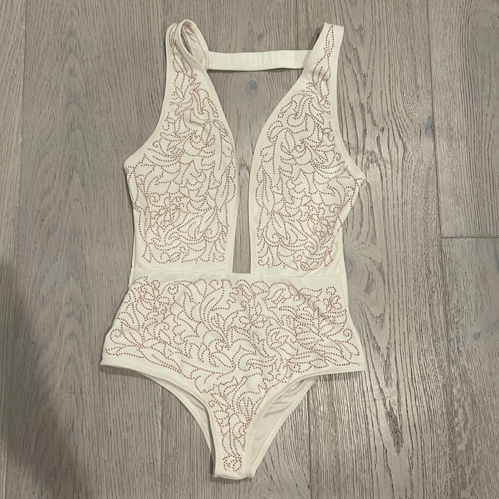 Beach Riot Cream and Gold One Piece Swimsuit